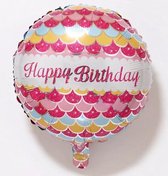 Folie ballon happy birthday roze 43 cm