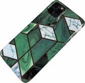 Apple iPhone 12 / 12 Pro - Silicone zacht hoesje Suze marmer groen - Geschikt voor