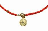 Collier court bambou corail menthe
