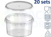 20 x plastic bakjes met deksel - 480 ml - ø118 mm- vershoudbakjes - meal prep bakjes - transparant - geschikt voor diepvries, magnetron en vaatwasser - Nederlandse producent