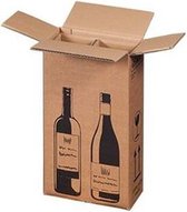 Verzenddoos voor 2 wijnfles - wijnflesverpakking - bruin karton - bundel 10 stuks(DHL/UPS gekeurd)