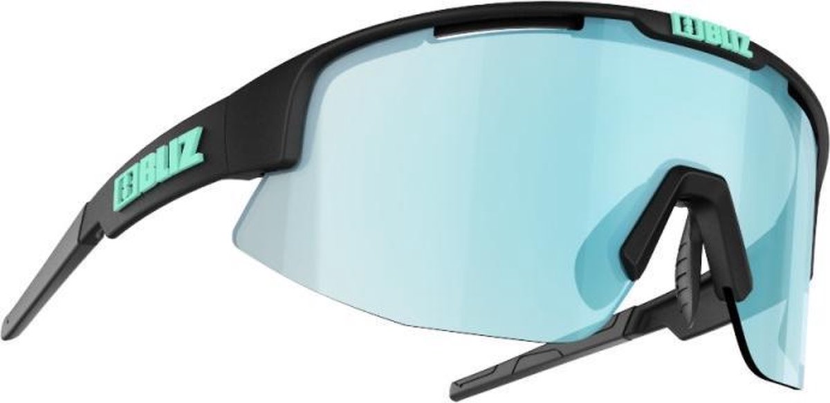 Bliz Matrix Small Fietsbril | Frame matzwart | Lens grijs doorkijk met ice blue spiegelcoating