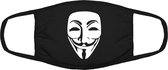 Anonymous  mondkapje | Vendetta | hackers | computer | gezichtsmasker | bescherming | bedrukt | logo | Zwart mondmasker van katoen, uitwasbaar & herbruikbaar. Geschikt voor OV