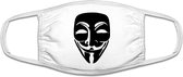 Anonymous  mondkapje | Vendetta | hackers | computer | gezichtsmasker | bescherming | bedrukt | logo | Wit mondmasker van katoen, uitwasbaar & herbruikbaar