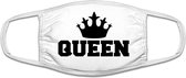 Queen grappig mondkapje | koningin|  kroon | gezichtsmasker | bescherming | bedrukt | logo | Wit / Zwart mondmasker van katoen, uitwasbaar & herbruikbaar. Geschikt voor OV
