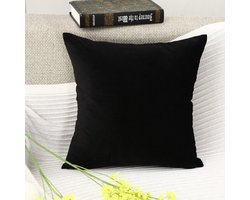 DB Lifestyle kussenhoes 45x45cm zwart | vierkant | fluwelen effen sierkussen