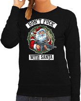 Foute Kerstsweater / Kersttrui Dont fuck with Santa zwart voor dames - Kerstkleding / Christmas outfit L