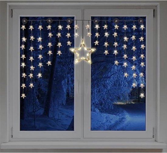 Kerstverlichting lichtgordijn voor het raam met 90 sterren lichtjes -  Kerstlampjes... | bol.com