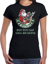 Fout Kerst shirt / Kerst t-shirt Rambo but you can call me Santa zwart voor dames - Kerstkleding / Christmas outfit L