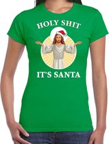 Holy shit its Santa fout Kerst shirt / Kerst t-shirt groen voor dames - Kerstkleding / Christmas outfit L