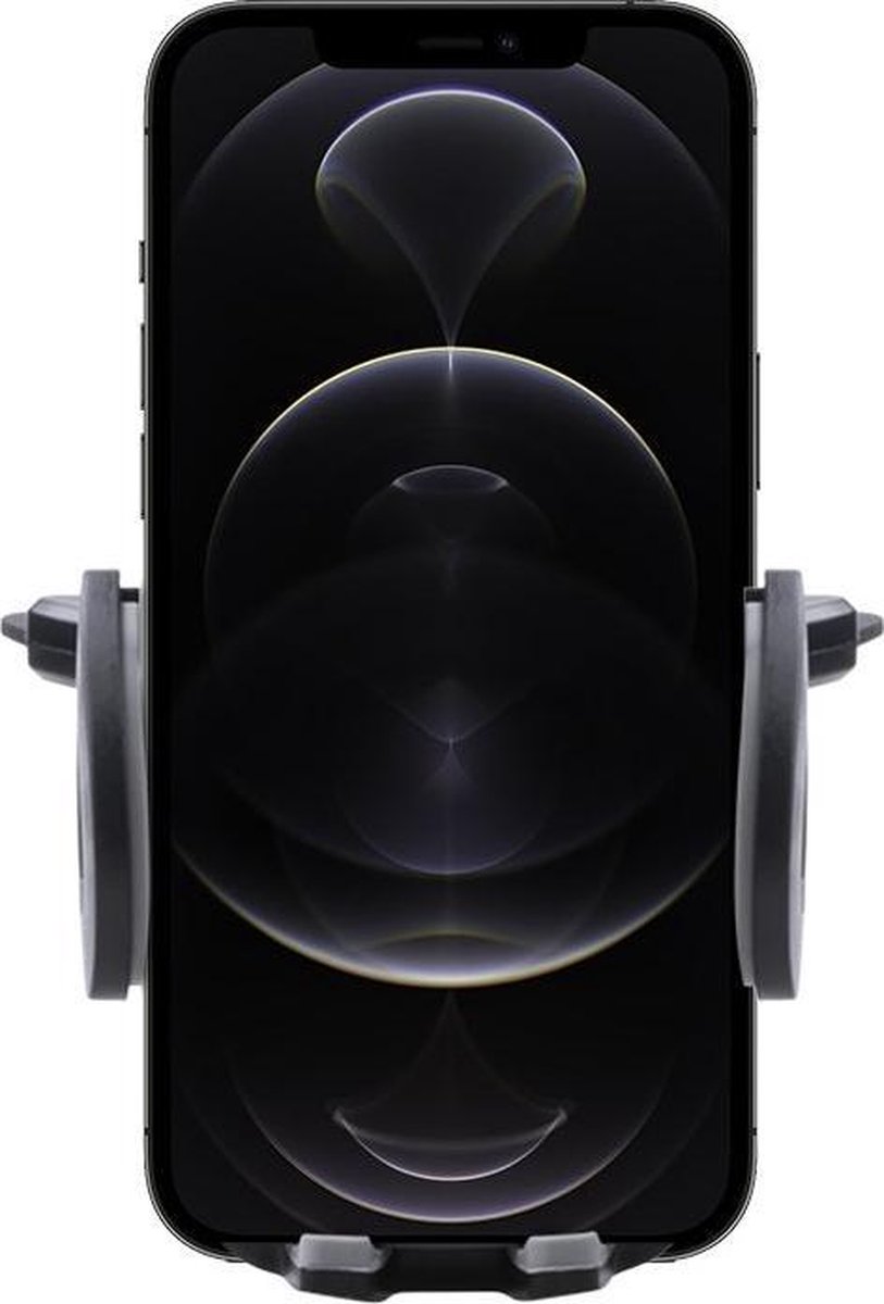 Shop4 - iPhone 12 Pro Max Autohouder Verstelbare CD Houder Zwart met Draaiklem Zwart