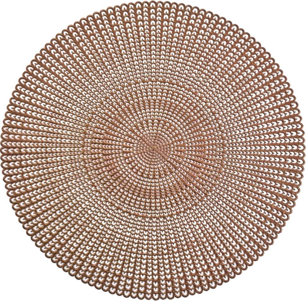10x Ronde placemats koper geponste gaatjes 41 cm - Tafeldecoratie - Borden onderleggers van kunststof