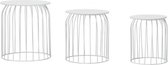Salontafel - Bijzettafel - Set van 3 - Rond - Wit - Ø 40 cm