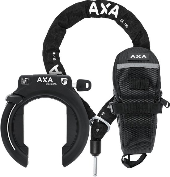 Anneau de verrouillage Axa Block XXL avec chaîne enfichable ULC100 et sacoche de selle