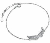 Joy|S - Zilveren armband wing - engelen vleugels - zirkonia - gehodineerd