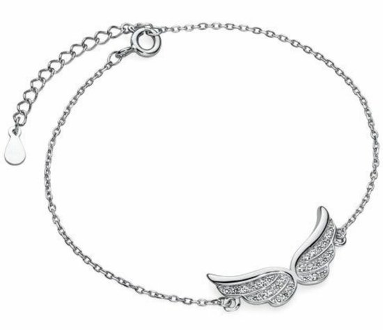 Joy|S - Zilveren armband wing - engelen vleugels - zirkonia - gehodineerd |  bol.com
