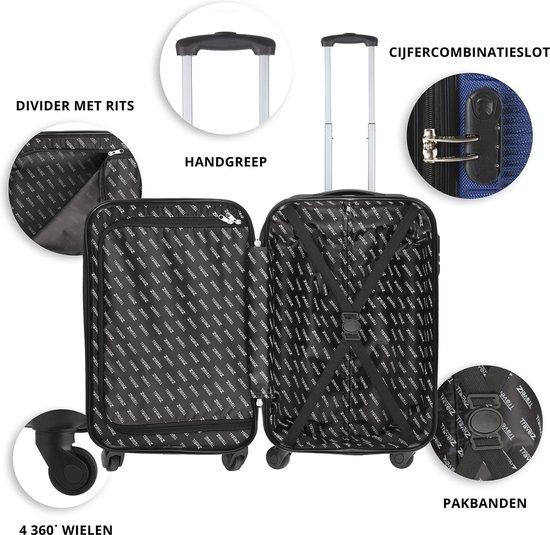 TravelZ Horizon Handbagage koffer - 54cm Handbagage Trolley 35 Ltr - Blauw