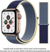 Driekleurige Blauw Geel Grijze Nylon Horloge Band geschikt voor Apple Watch 1, 2, 3, 4, 5, 6, SE & Nike+, 38mm & 40mm "Vrouwenbreedte" Series - Zacht Geweven Nylon - 38 mm en 40 mm