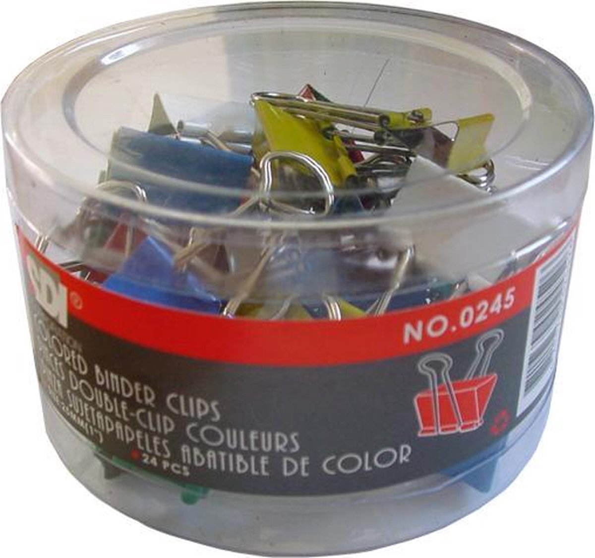 SDI # 02450 - Foldback Papierklem - 25mm - Assorti Kleuren - 24 stuks