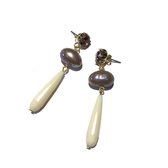 Oorbellen beige | nugget | Swarovski | bruin