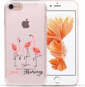 Apple Iphone 7 / 8 / SE2020 / SE2022 transparant siliconen hoesje - Pink Flamingo