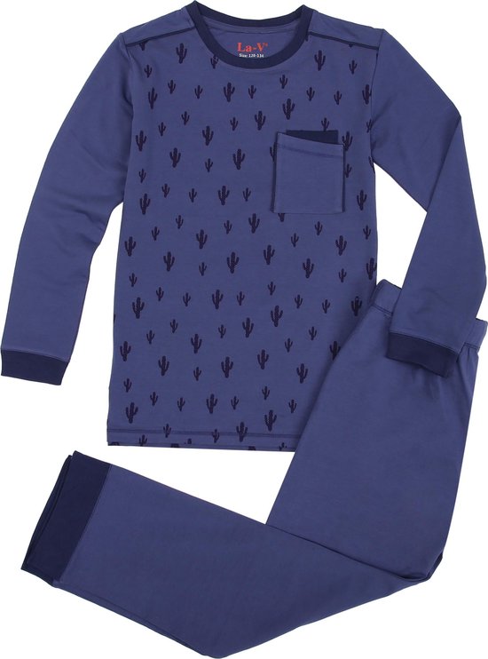 La V pyjama sets voor jongens met all over print Blauw 152-158 | bol.com