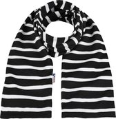 Bretonse streep sjaal Zwart met witte strepen 15x140cm