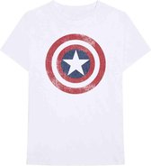 Marvel Captain America - Distressed Shield Heren T-shirt - L - Wit