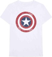 Marvel Captain America - Distressed Shield Heren T-shirt - 2XL - Wit