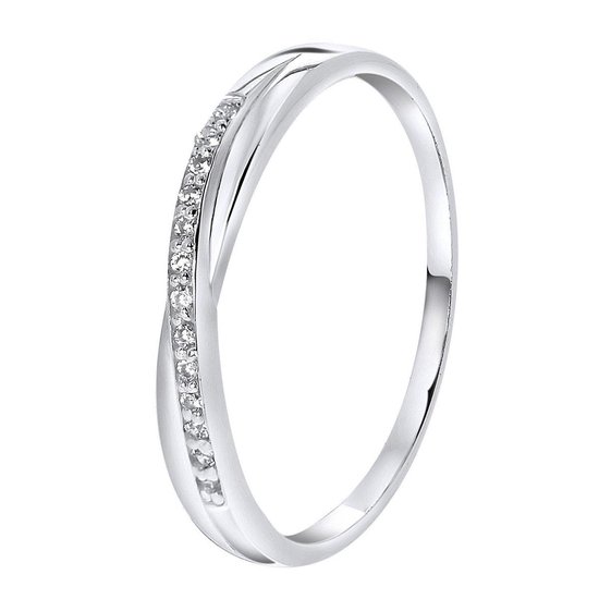 Lucardi Dames ring met zirkonia - Ring - Cadeau - Moederdag - Echt Zilver - Zilverkleurig - Lucardi