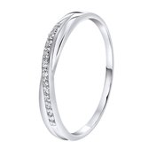 Lucardi - Dames Ring met zirkonia - Ring - Cadeau - Echt Zilver - Zilverkleurig