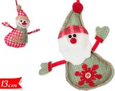 Kerstman en sneeuwpop als kerstboomhangers | set van 2 stuks | 13 cm hoog