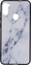Shop4 - Samsung Galaxy A11 Hoesje - Harde Back Case Marmer Wit