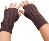 Dames Vingerloze Handschoenen Polswarmers Donker Bruin Maat One size