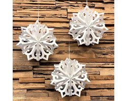 MoreThanHip - Kerstster wit papier Ø25 cm Kamala Small - set van 3 - Ø25 x 9 cm
