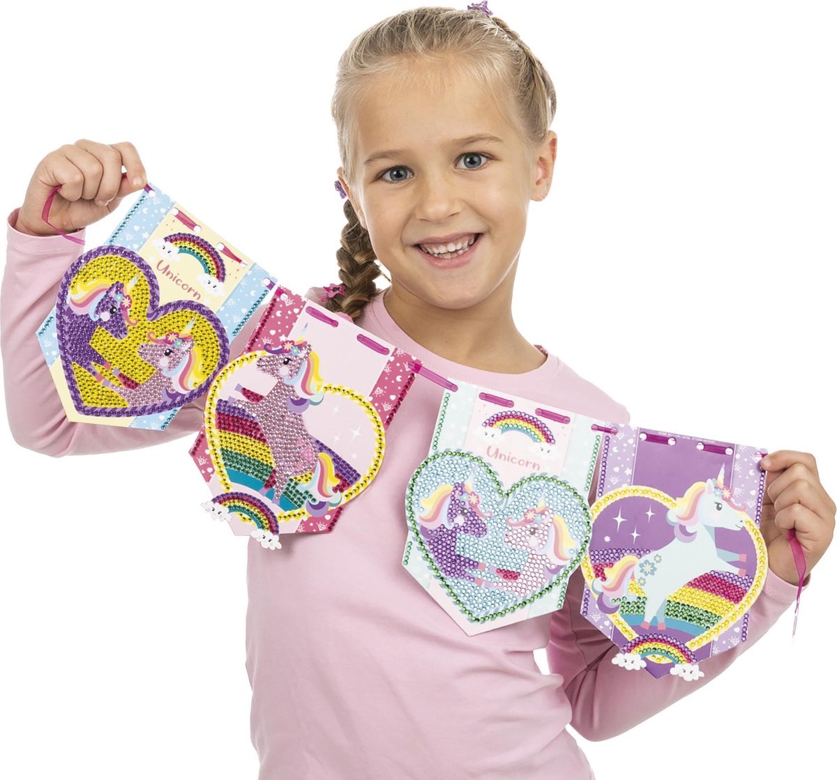 Totum Unicorn knutselkoffer 2-in-1 knutselset armbandjes maken en diamond painting - creatief speelgoed meisjes vanaf 5 jaar cadeau tip knutselen sieradenpakket — afbeelding 8