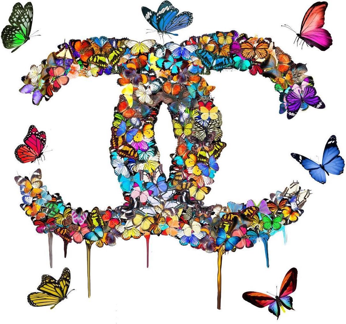 Investeren Vernederen haak 3D glas schilderij vlinder logo Chanel 100x100 | bol.com
