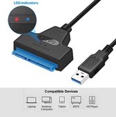 SATA naar USB 3.0 adapter 2.5 inch – Disks tot 5TB - Tot 600M/s - Uitvoering Blauw en Rode led - Converter Usb naar SATA III – Voor SSD en HDD tot 2.5" – Ook USB 2.0 - Plug en play – Snel aan