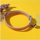 Katten halsband-Huisdier honden veiligheidshalsbandje-met belletje en reflecterende streepjes, anti-bijt halsband-Verstelbaar 20-34cm oranje