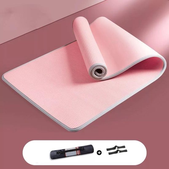 Professionele Yoga mat Roze 10 mm | Sportmat (inclusief draagtas) | Fitness Mat Eco Friendly | Anti Slip Pilates