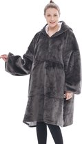 JAXY Hoodie Deken - Snuggie - Snuggle Hoodie - Fleece Deken Met Mouwen - 1450 gram - Grijs
