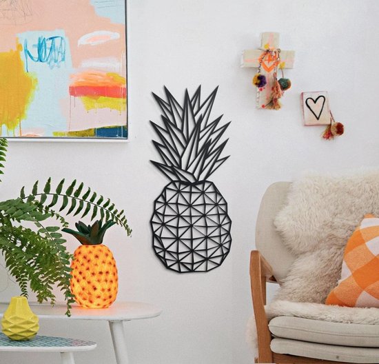 Metalen Ananas "Pineapple" Wanddecoratie | Muurdecoratie |25cm x 55cm - Metal Wall Decor- Hoagard - Geometrisch Ontwerp Muurdecoratie - Keuken & Woonkamer Muur Decoratie