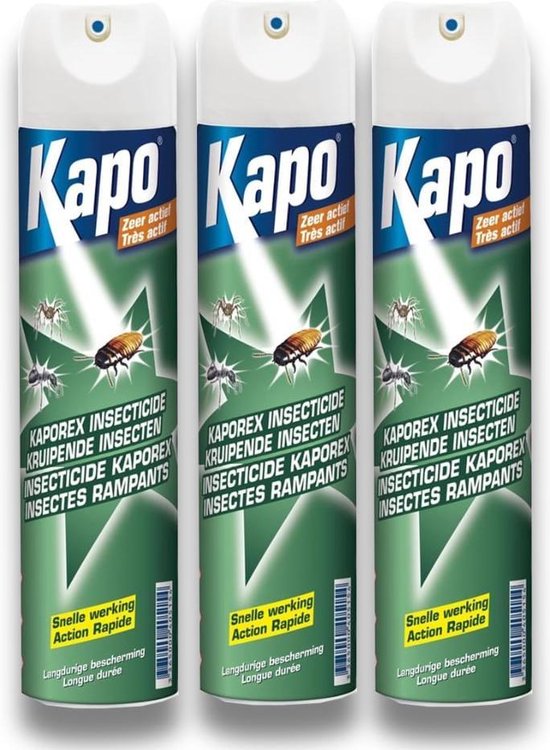 Kapo Spray alle kruipende insecten -  ! BESTE MIDDEL TEGEN SPINNEN ! - instant effect - lange nawerking VOORDEELPACK 3 bussen van 400ml