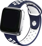 Shop4 - Fitbit Versa Bandje - Siliconen Blauw Wit