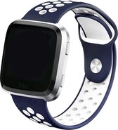 Shop4 - Fitbit Versa Lite Bandje - Siliconen Blauw Wit