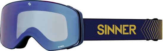 SINNER Olympia Skibril Unisex - Donkerblauw - Blauwe Spiegellens