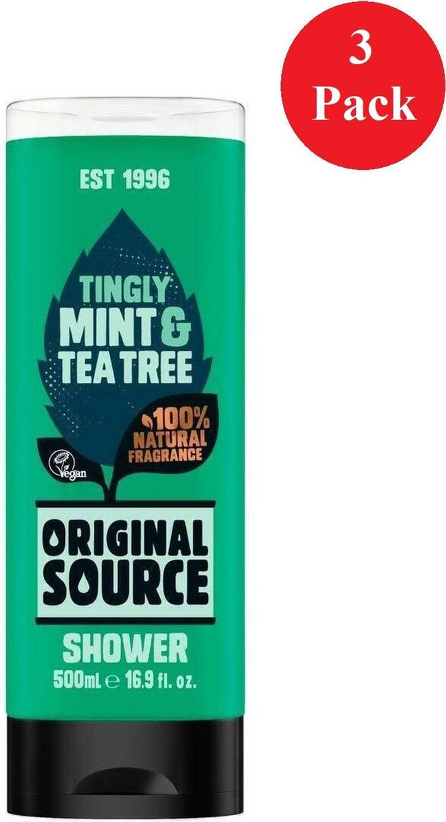Original Source Shower Gel Mint and Tea Tree - 3 x 500ml - Voordeelpakket
