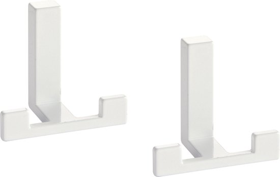 Onaangeroerd Slordig Stun 2x Luxe kapstokhaken / jashaken modern wit met dubbele haak - hoogwaardig  metaal - 4 x... | bol.com