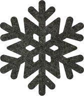 Sneeuwvlok 3 vilt onderzetters  - Gemeleerd antraciet - 6 stuks - ø 9,5 cm - Kerst onderzetter - Tafeldecoratie - Glas onderzetter van vilt - Woondecoratie - Tafelbescherming - Keu