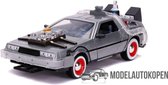 Back To The Future Delorean Part III + verlichting (Grijs) 1/24 Jada - Modelauto - Schaalmodel - Model auto - Miniatuurautos - Miniatuur auto